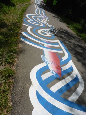 Singing River: Roadsworth installation, Pottery Road & Lower Don trail